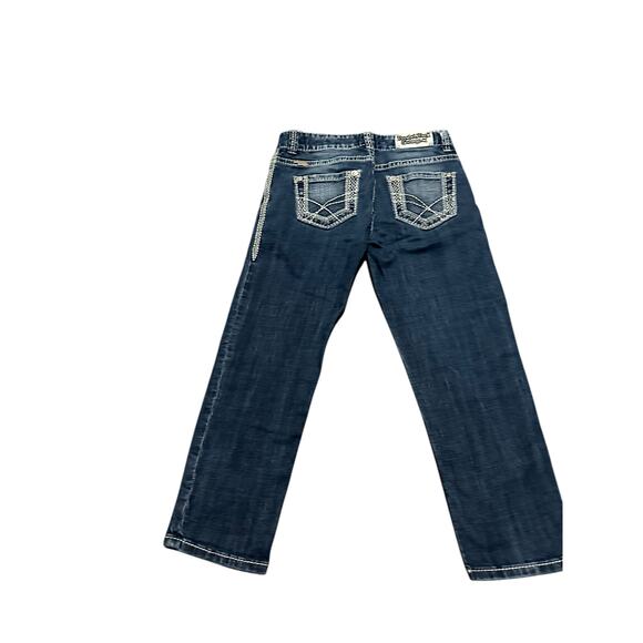 Rock and Roll Cowgirl Women's 25 Medium Wash Blue Boyfriend Crop Denim Jeans - Picture 9 of 13